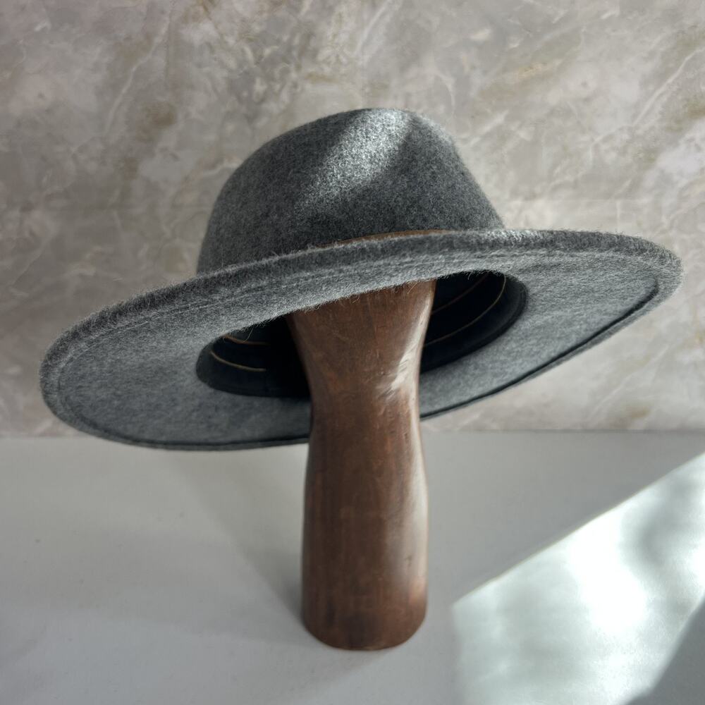 Frye Fedora Hat Women's S/M Gray Felted 100% Wool With Leather Band - Picture 2 of 14